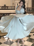 Nukty Spring Fairycore Dress Women Elegant Evening Party Prom Vestidos French Vintage A-line Dresses Solid Clothing Mujer Korean