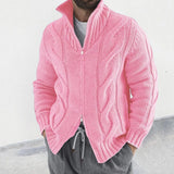 Nukty Fashion Slim Knitted Sweatercoat Men Casual Zip-up Turtleneck Knit Cardigans Autumn Winter Vintage Twist Jacquard Mens Sweaters