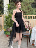 Nukty Sweet Fairy Mini Dress for Women Korean Spaghetti Strap Strapless Sleeveless Princess Party Dresses Femme Solid A-line Vestidos