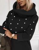 Nukty Elegant Dresses for Women Beaded Hooded Casual Sweatshirt Dress Autumn Winter Spring Fashion Casual Female Clothing