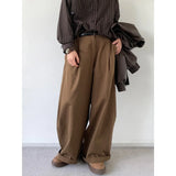 Nukty Japanese Vintage Basic Workwear Trousers For Men Women Spring Autumn Loose-fit Wide-leg Casual Pants Ins Boyfriend Style