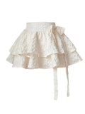 Nukty  Sweet Bow Tutu Skirts Women Summer High Waist Lolita All Match Mini Pleated Skirts Korean Kawaii Preppy Lace Up A Line Skirts