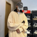 Nukty FALL OUTFITS MEN Autumn Men's Half Zipper Knitted Pullover Sweater Y2K Vintage Casual Knitwear New Stand-up Collar Loose jersey hombre