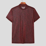 Nukty Summer New European and American Men's Sexy Perspective High Neck Design Sensual and Fun Short Sleeve T-shirt Top