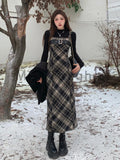 Nukty party look inspos French Elegant Plaid Two Pieces Set Women Patchwork Y2k Vintage Dress Suit Female Korean Fashion Casual Retro Set 2024 Winter