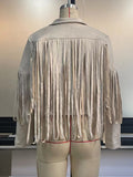 Nukty Long Sleeves Solid Color Split-Joint Tasseled Notched Collar Jackets