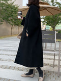 Nukty Long Sleeves Loose Solid Color Collarless Woolen Coat