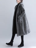 Nukty Loose Plaid Woolen Hood Coat