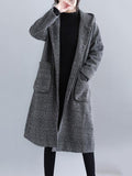 Nukty Loose Plaid Woolen Hood Coat