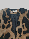 Nukty Long Sleeves Loose Buttoned Leopard Pockets Split-Joint V-Neck Outerwear Trench Coats