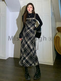 Nukty party look inspos French Elegant Plaid Two Pieces Set Women Patchwork Y2k Vintage Dress Suit Female Korean Fashion Casual Retro Set 2024 Winter