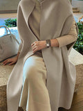 Nukty Simple Sleeveless Solid Color Round-Neck Cape Outerwear