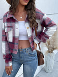 Nukty Long Sleeves Loose Buttoned Plaid Pockets Split-Joint Lapel Jackets Outerwear