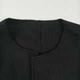 Nukty Long Sleeves Loose Solid Color Collarless Woolen Coat