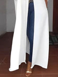 Nukty Batwing Sleeves Loose Solid Color Split-Joint Lapel Cover-Ups Tops Outerwear