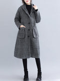 Nukty Loose Plaid Woolen Hood Coat