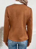 Nukty Long Sleeves Loose Pockets Solid Color Split-Joint Zipper Round-Neck Jackets Outerwear