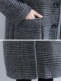Nukty Loose Plaid Woolen Hood Coat