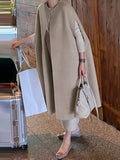 Nukty Simple Sleeveless Solid Color Round-Neck Cape Outerwear