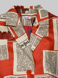 Nukty Long Sleeves Loose Buttoned Newspaper Print Pockets Split-Joint Notched Collar Blazer Outerwear