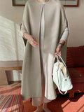 Nukty Simple Sleeveless Solid Color Round-Neck Cape Outerwear