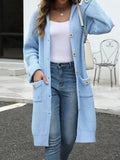 Nukty Hooded Long Sleeves Buttoned Pockets Split-Joint V-Neck Cardigan Tops