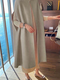 Nukty Simple Sleeveless Solid Color Round-Neck Cape Outerwear