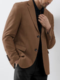 Nukty [Solid Single Breasted Blazer Jacket] Men's Solid Single Breasted Blazer Jacket, Lapel Collar Slim Fit Leisure Party Dress Coat, Old Money Style