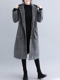 Nukty Loose Plaid Woolen Hood Coat
