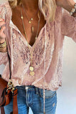 Nukty - Fashion Elegant Solid Patchwork V Neck Blouses(4 Colors)