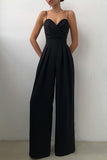 Nukty - Fashion Casual Solid Patchwork V Neck Loose Jumpsuits(6 Colors)
