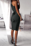 Nukty - Sexy Solid Patchwork One Shoulder Pencil Skirt Dresses(5 Colors)