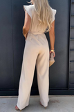 Nukty - Casual Solid Flounce O Neck Straight Jumpsuits(3 colors)