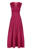 Nukty - Casual Solid Patchwork V Neck Cake Skirt Dresses