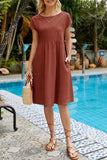 Nukty - Casual Solid Patchwork O Neck A Line Short Sleeve Dress(11 Colors)