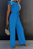 Nukty - Casual Solid Flounce O Neck Straight Jumpsuits(3 colors)