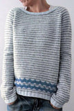 Nukty - Casual Color Block Contrast O Neck Sweaters(8 Colors)