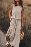 Nukty - Bohemian Sleeveless Side Slit Maxi Dress