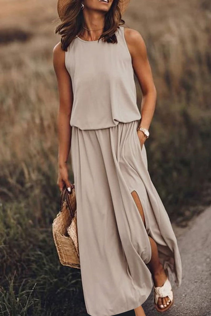 Nukty - Bohemian Sleeveless Side Slit Maxi Dress
