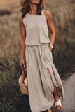 Nukty - Bohemian Sleeveless Side Slit Maxi Dress