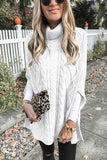 Nukty - High Neck Loose Cable Knit Pattern Stitching Sweater(7 Colors)