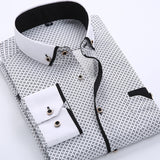 NUKTY Big Size 4XL Men Dress Shirt New Arrival Long Sleeve Slim Fit Button Down Collar High Quality Printed Business Shirts