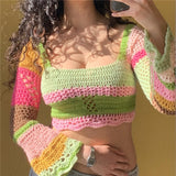 Skeleton Corset Crop Tops y2k Gothic Clothes Crochet Hollow Out Tanks Women Summer Tee 2000s Aesthetic T Shirt Ropa Gotica Mujer