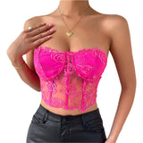 Sexy Lace Corset Cami Hollow Out Tank Top Female See Through Club Party Streetwear Sleeveless Slim Black Goth Crop Tops