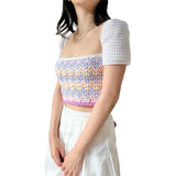 Skeleton Corset Crop Tops y2k Gothic Clothes Crochet Hollow Out Tanks Women Summer Tee 2000s Aesthetic T Shirt Ropa Gotica Mujer