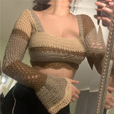 Skeleton Corset Crop Tops y2k Gothic Clothes Crochet Hollow Out Tanks Women Summer Tee 2000s Aesthetic T Shirt Ropa Gotica Mujer