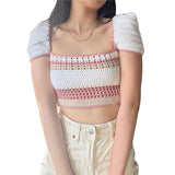 Skeleton Corset Crop Tops y2k Gothic Clothes Crochet Hollow Out Tanks Women Summer Tee 2000s Aesthetic T Shirt Ropa Gotica Mujer