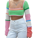 Skeleton Corset Crop Tops y2k Gothic Clothes Crochet Hollow Out Tanks Women Summer Tee 2000s Aesthetic T Shirt Ropa Gotica Mujer