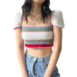 Skeleton Corset Crop Tops y2k Gothic Clothes Crochet Hollow Out Tanks Women Summer Tee 2000s Aesthetic T Shirt Ropa Gotica Mujer