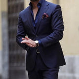 Royal Blue Slim Men Suits Handsome Wedding Groomsmen Groom Tuxedos Party Pro Business 2 Piece(Jacket+Pants) Custom Made